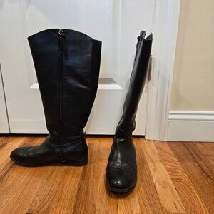 Black wide calf boots